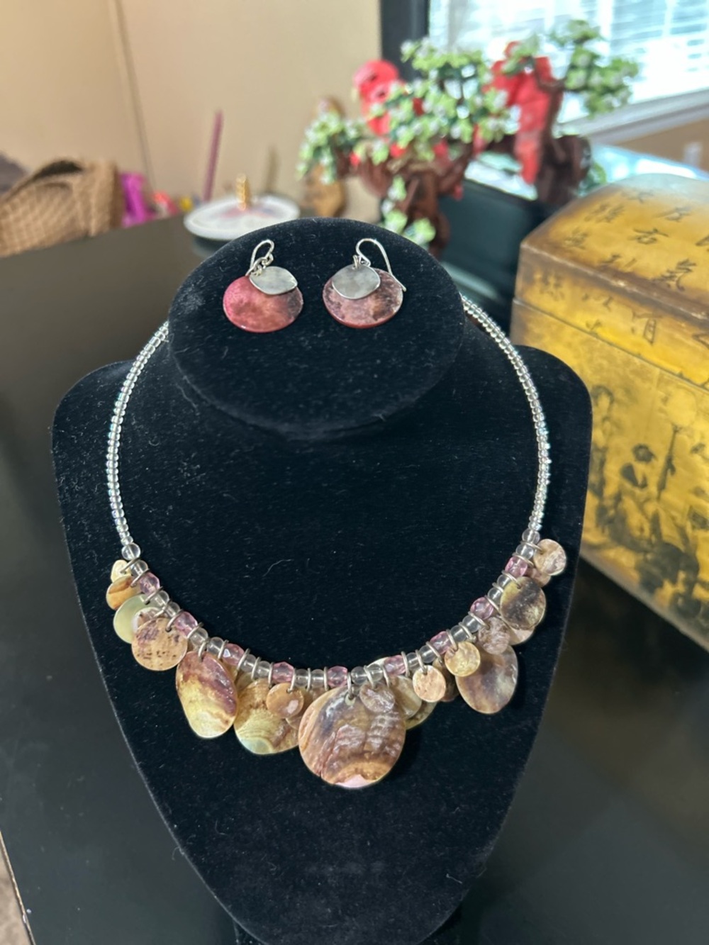 Abalone Necklace and Earrings